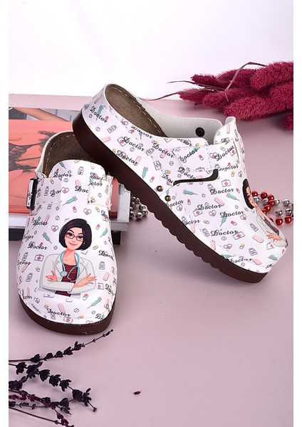 3018 Hemşire Desenli Anatomik Terlik