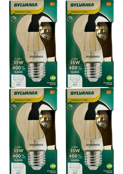 4,5W (35W) Endirekt 2700K (Sarı Işık) E27 Duylu LED Ampul (4 Adet)