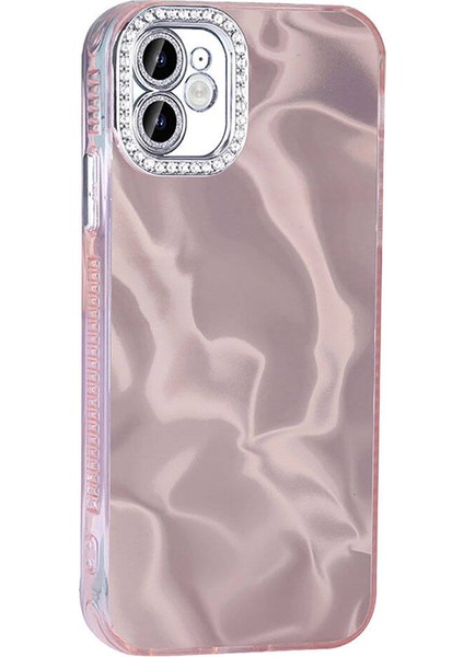 iPhone 12 Kılıf Airbagli Parlak Taş Detay Tasarımlı Zore Esila Kapak-Pembe modelleri