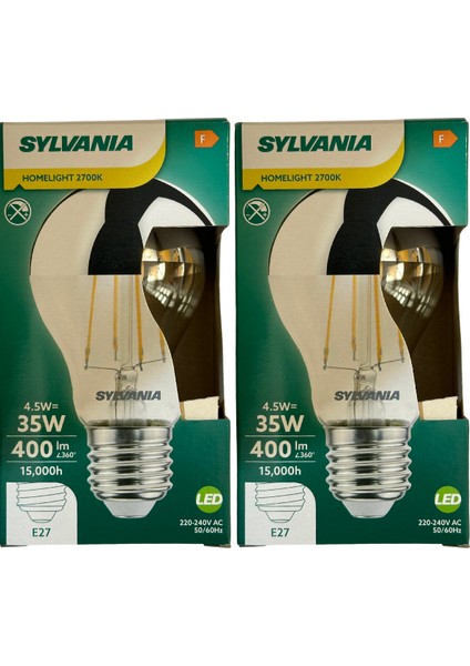 4,5W (35W) Endirekt 2700K (Sarı Işık) E27 Duylu LED Ampul (2 Adet)