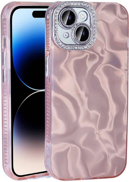 - Apple iPhone 15 Plus - Kılıf Airbagli Parlak Taş Detay Tasarımlı Esila Kapak - Pembe
