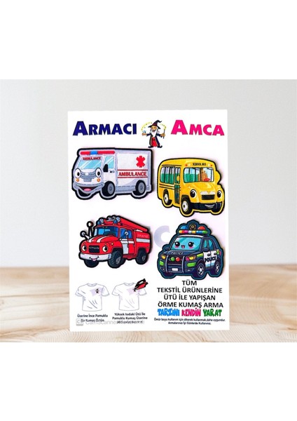 Ütü Ile Yapışan 4 Adet Örme Kumaş Arma Yırtık Kapatıcı Pratik Yama Tekstil Patch Polis Iyfaiye Ambulans Okul Otobüsü