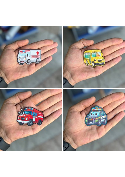 Ütü Ile Yapışan 4 Adet Örme Kumaş Arma Yırtık Kapatıcı Pratik Yama Tekstil Patch Polis Iyfaiye Ambulans Okul Otobüsü