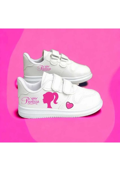 Pembe Preses Baskılı Kız Çocuk Spor Ayakkabı Sneaker