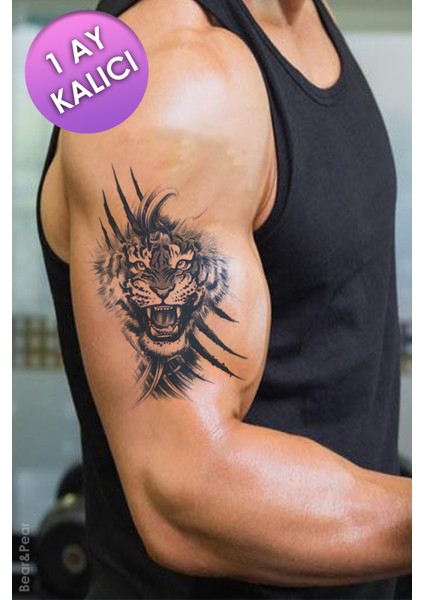 BP Tattoo 1 Ay Kalıcı Tattoo Gerçek Dövme Görünümlü Kaplan Dövmesi