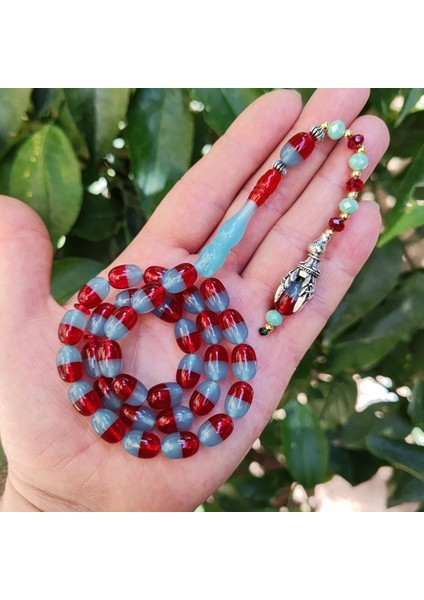 9X12 mm Pençe Model Bordo Mavi Taraftar Tesbih - Pleksi Glass Uçak Camı Tesbih
