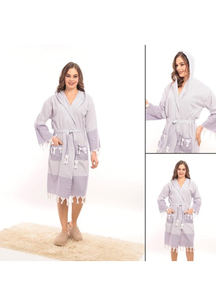 Hürrem Püsküllü Kapüşonlu Banyo Sauna Havuz Plaj Kadın Erkek Unisex Cepli Pamuklu Peştamal Bornoz fiyatları