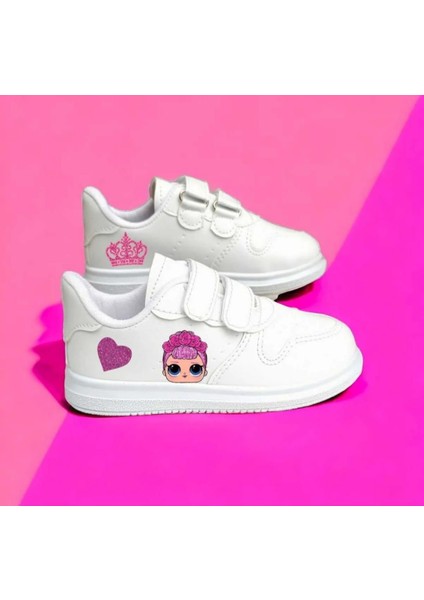 Simli Taçlı Prenses Baskılı Kız Çocuk Spor Ayakkabı Sneaker