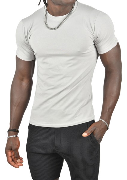 Taş Erkek/Unisex Slim Fit Dar Kesim Bisiklet Yaka Pamuklu Likralı Basic Tişört 1801131 fiyatları