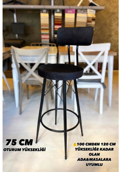 Yeni Tasarım Mila Bar Sandalyesi 75 cm Babyface KUMAŞ.100 ile 115 cm Arası Ada&masalara Uyumlu.