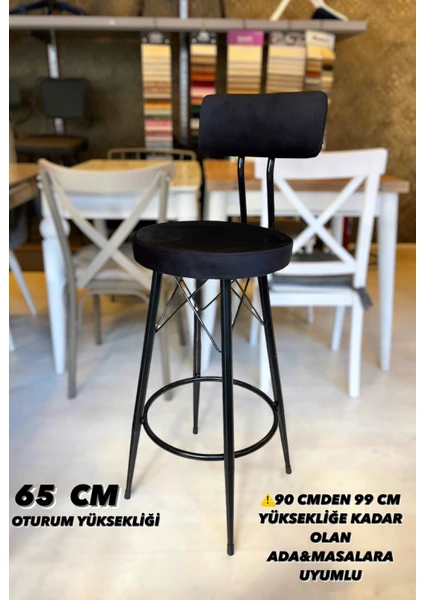 Yeni Tasarım Mila Bar Sandalyesi 65 cm Babyface Kumaş.90 ile 99 cm Arası Ada&masalara Uyumlu