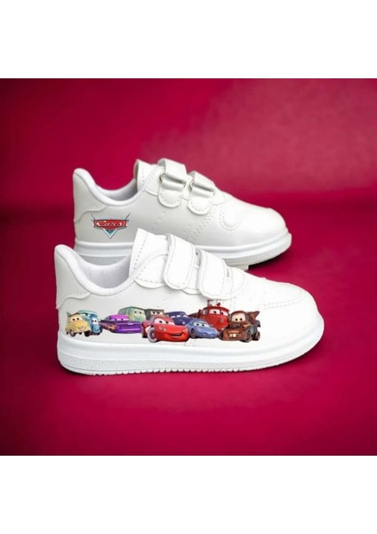 Renkli Arabalar Baskılı Erkek Çocuk Spor Ayakkabı Sneaker