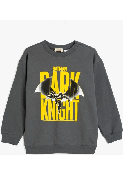 Batman Sweatshirt Lisanslı Uzun Kollu Bisiklet Yaka Pamuklu Şardonlu