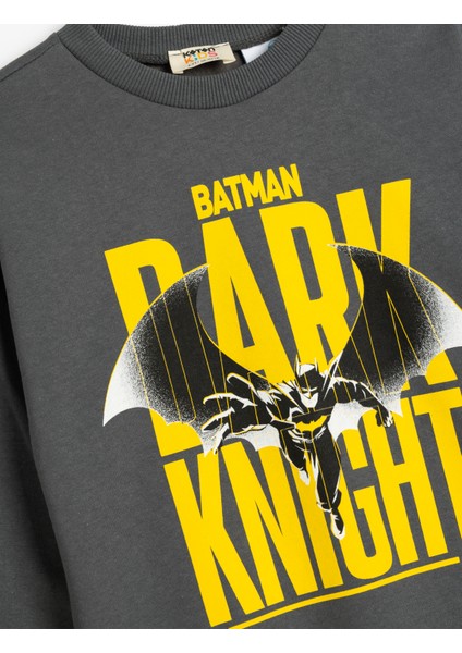 Batman Sweatshirt Lisanslı Uzun Kollu Bisiklet Yaka Pamuklu Şardonlu modelleri