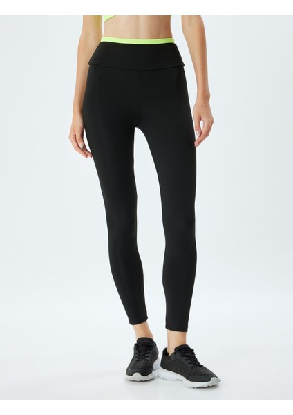 Spor Tayt Yüksek Bel Skinny Fit Çift Bel Detaylı