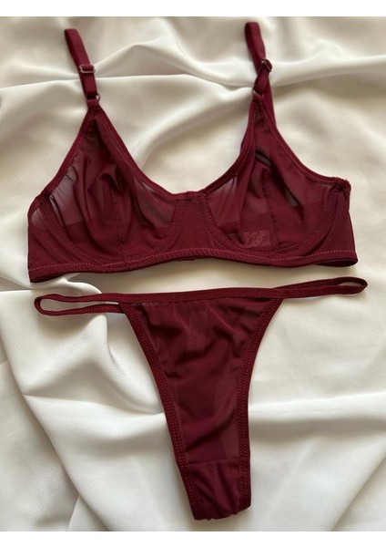 Bordo Tül 75/s Balenli Kadın Iç Çamaşırı