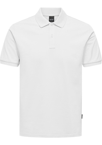 Düz Beyaz Erkek Polo T-Shirt Onstray Slım Ss Polo