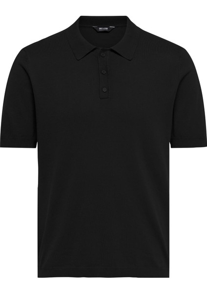 Düz Siyah Erkek Polo T-Shirt Onswyler Lıfe Reg 14 Ss Polo Knıt N modelleri