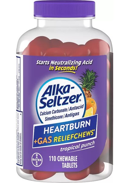 Alka Seltzer Heartburn + Gas Reliefchews Tropical Punch 110 Tablet