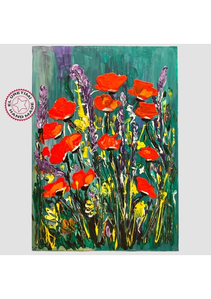 Yağlı Boya Gelincik Çiçeği Tablo 50 x 70CM