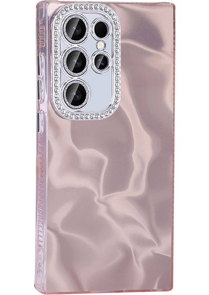 Galaxy S24 Ultra Kılıf Airbagli Parlak Taş Detay Tasarımlı Esila Kapak-Pembe