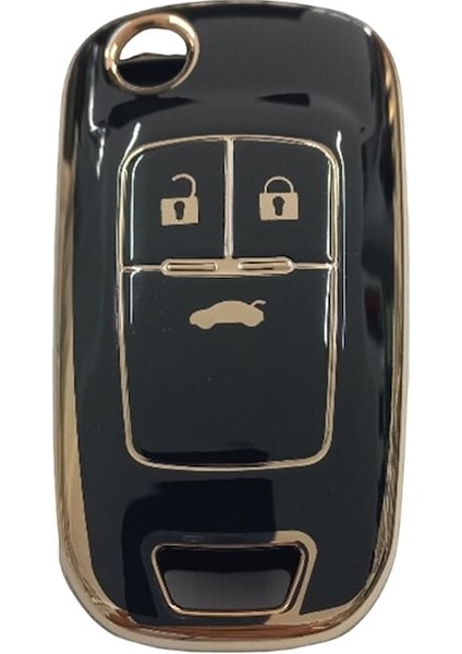 Opel Uyumlu Astra J Insignia Corsa D Vectra C Mokka Nano Silikon Kılıf Siyah - Gold