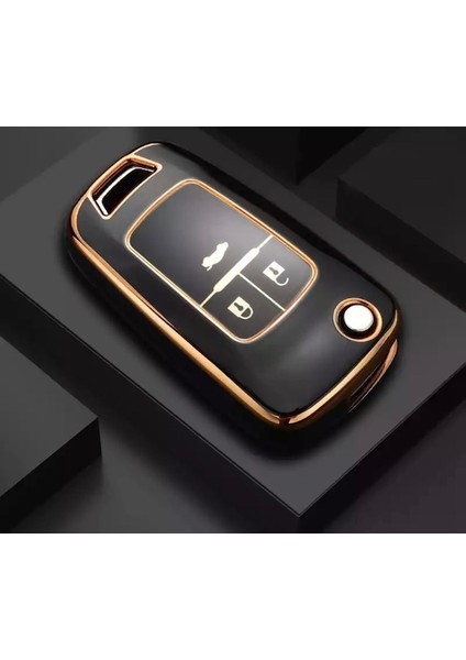 Opel Uyumlu Astra J Insignia Corsa D Vectra C Mokka Nano Silikon Kılıf Siyah - Gold