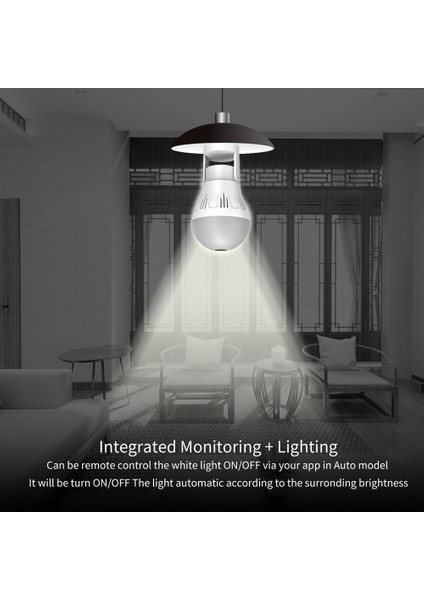 V380 2 Mp 360 Panoramik Gözetleme Wifi Kamera Ampulü Balıkgözü Lamba (Yurt Dışından)