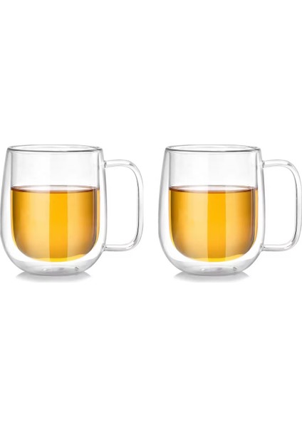 Çift Cidarlı Borosilikat Cam Nescafe,latte,filtre Kahve,süt,bitki Çayı Kupası 350 ml 2 ADET-2768