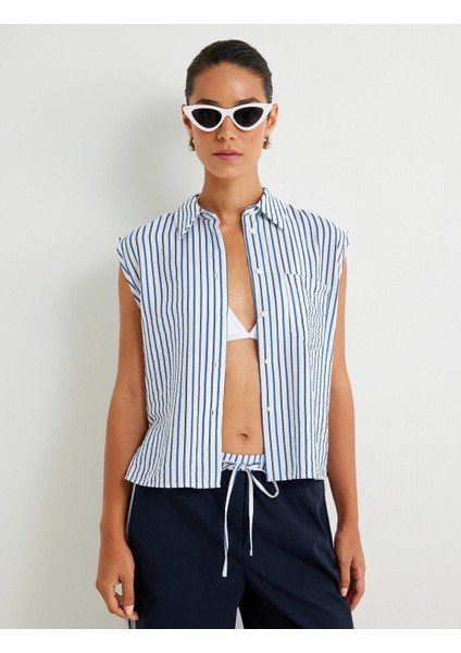 x Sima Tarkan - Kolsuz Gömlek Cep Detaylı Viskon Kumaş fiyatları