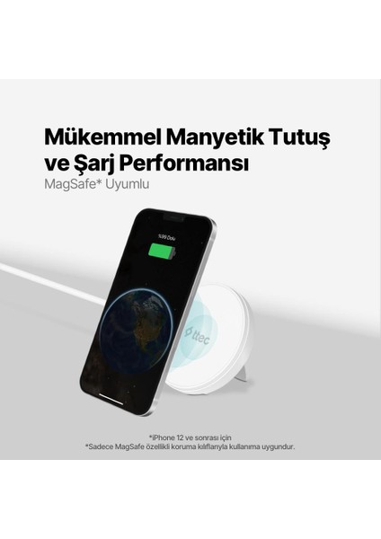 Aircharger M+ Magsafe Uyumlu Kablosuz Hızlı Şarj Aleti + Pd