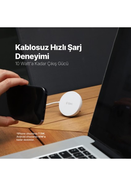 Aircharger M+ Magsafe Uyumlu Kablosuz Hızlı Şarj Aleti + Pd