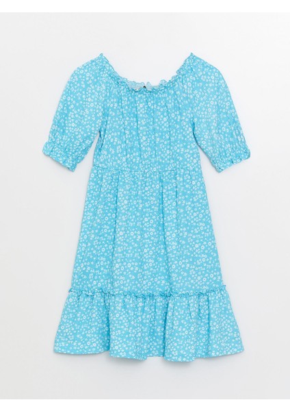 Lcw Kids U Yaka Desenli Kısa Kollu Kız Çocuk Elbise