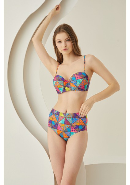Renkli Sundream Tek Üst Bikini