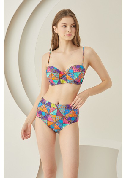 Renkli Sundream Tek Üst Bikini