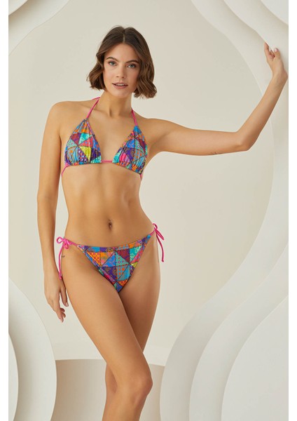 Renkli Sundream Boyundan Bağlamalı Tek Üst Bikini