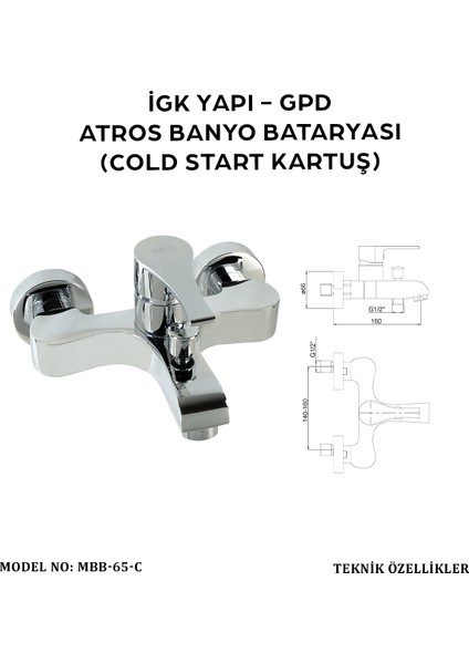 Igk Yapı - Gpd MBB65-C Atros Banyo Bataryası (Cold-Start Kartuş) modelleri