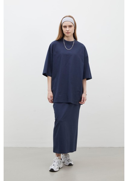 Pamuklu Kalem Etek Lacivert modelleri