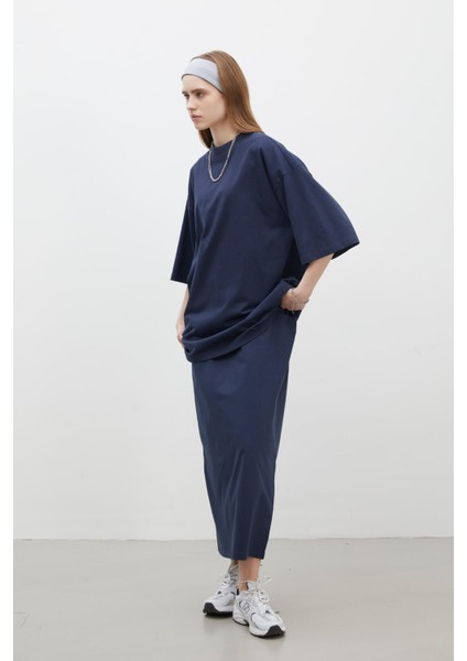 Pamuklu Kalem Etek Lacivert fırsatları