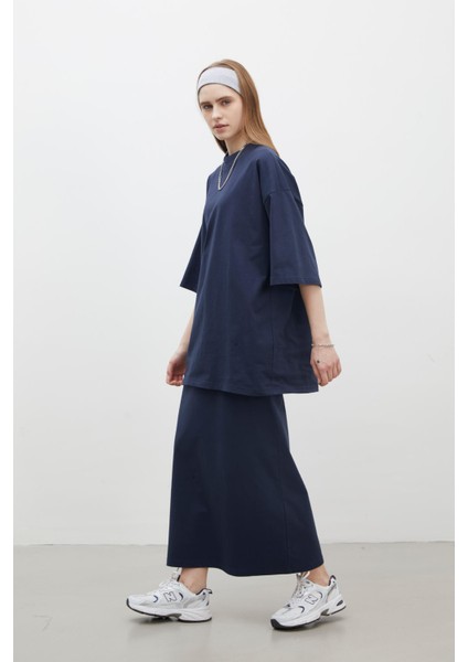 Pamuklu Kalem Etek Lacivert indirimleri