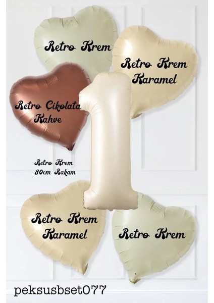 Retro Krem Yaş Balonlu Karamel Kahve Kalpli Retro Doğum Günü Parti Seti Süsü fiyatları