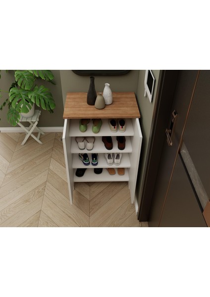 Assos 2 Kapaklı Ayakkabılık / Dolap Marbella Kiraz-Beyaz