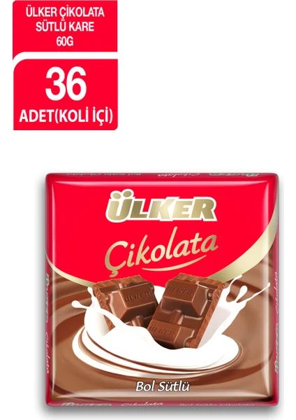 Sütlü Kare Çikolata 60 gr 36'lı