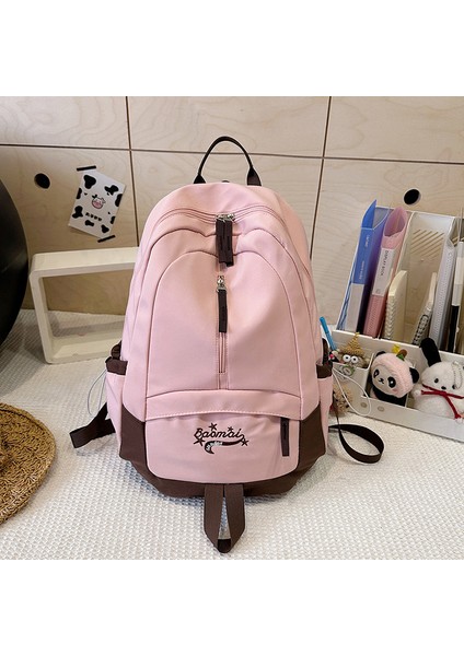 Okul Çantası Kadın Gündelik Kontrast Renkli Büyük Kapasiteli Sırt Çantası Taze ve Tatlı Ortaokul Öğrencisi Sırt Çantası (Yurt Dışından)