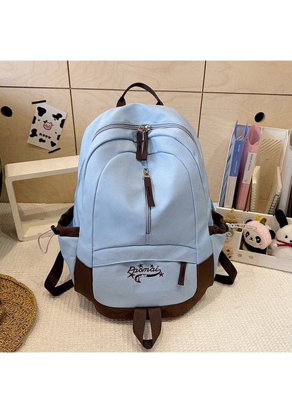 Okul Çantası Kadın Gündelik Kontrast Renkli Büyük Kapasiteli Sırt Çantası Taze ve Tatlı Ortaokul Öğrencisi Sırt Çantası (Yurt Dışından)