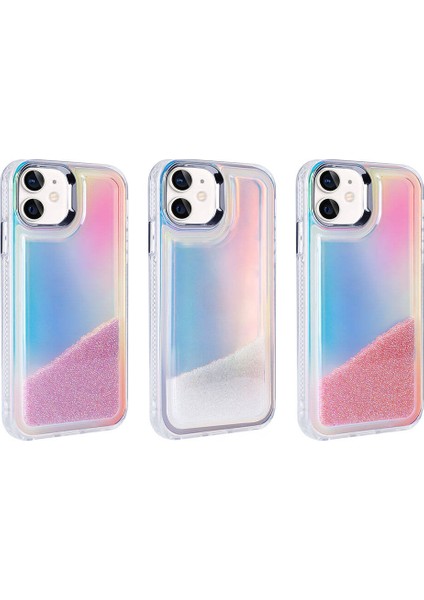 Apple iPhone 12 Kılıf Airbagli Renkli Arka Yüzey Boncuk Tasarımlı Zore Kumul Kapak-Pembe