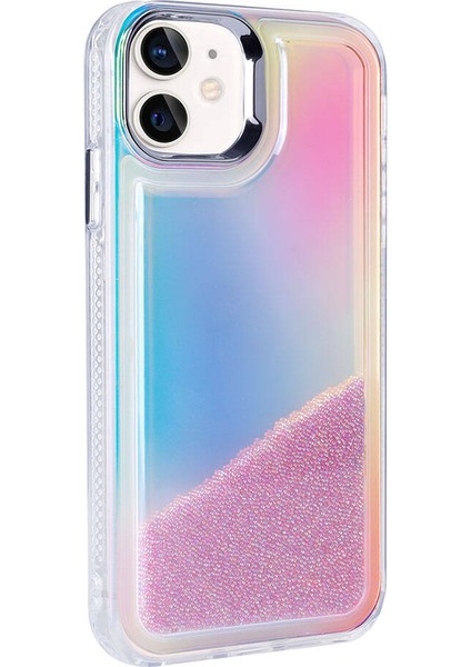 Apple iPhone 12 Kılıf Airbagli Renkli Arka Yüzey Boncuk Tasarımlı Zore Kumul Kapak-Pembe