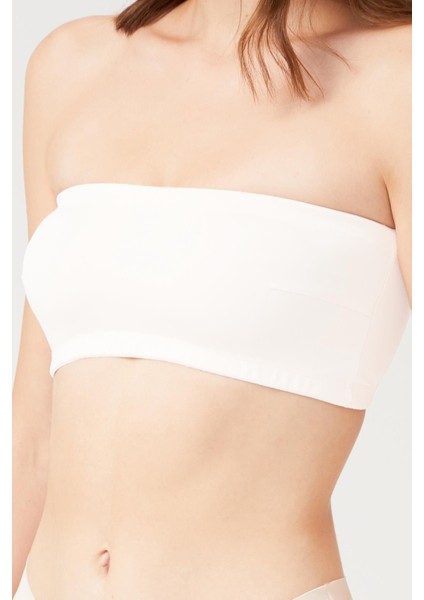 Krem Straplez Crop Top Büstiyer