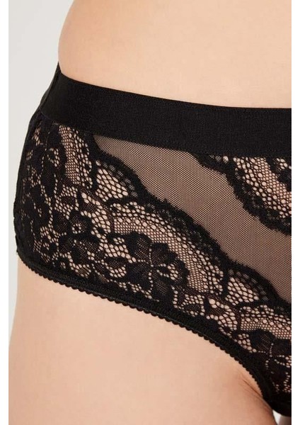 Dantelli Arkası Transparan Büyük Beden Bikini Külot 3'lü Paket-3