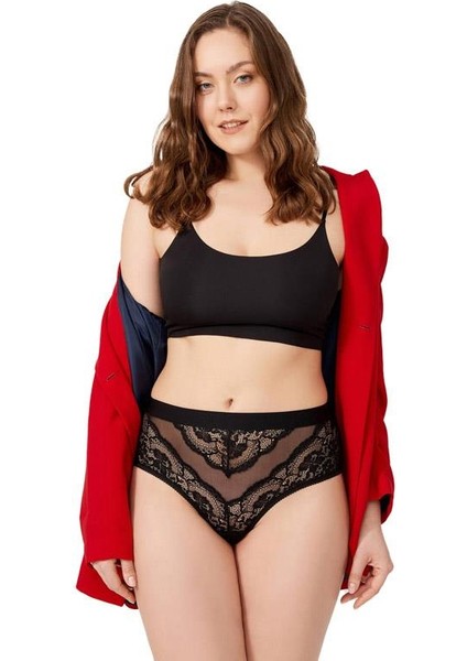 Dantelli Arkası Transparan Büyük Beden Bikini Külot 3'lü Paket-3